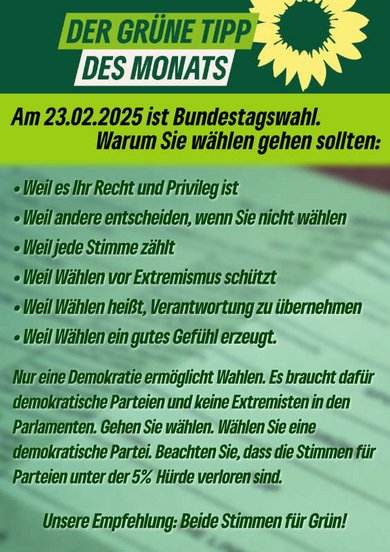 Grüne Tipp: Wählen gehen!