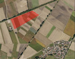 Ungefähre Darstellung der gewünschten Freiflächenphotovoltaik nordwestlich von Grillheim